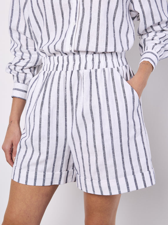 Linen Blend Stripe Shorts