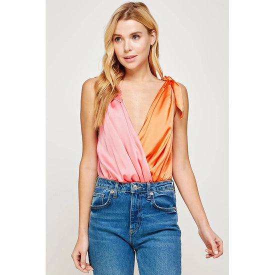 Tie Satin Bodysuit - Greige Goods