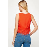 Feather Trim Tank - Greige Goods