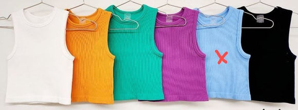 High Neck thick Rib Crop Tank - Greige Goods