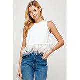 Feather Trim Tank - Greige Goods