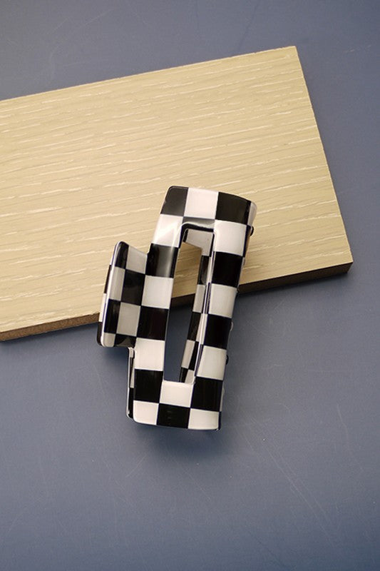 Large Checker Claw Clip - Greige Goods