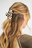 Large Checker Claw Clip - Greige Goods