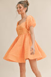 Sweetheart Neckline Embroidered Floral Dress - Greige Goods