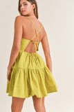Poplin Open Back Tiered Mini Dress - Greige Goods