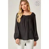 Square Neck Woven Top - Greige Goods