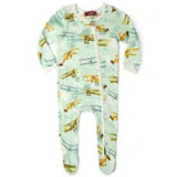 O Zip Footed Romper - Greige Goods
