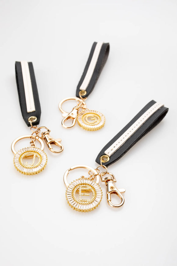 Crystal Initial Keychain - Greige Goods