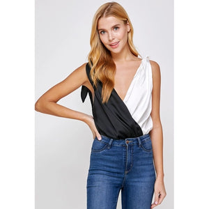 Tie Satin Bodysuit - Greige Goods