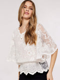 Floral Broderie Batwing Top - Greige Goods