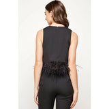 Feather Trim Tank - Greige Goods