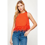 Feather Trim Tank - Greige Goods