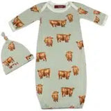 B Baby Gown/Hat Set - Greige Goods