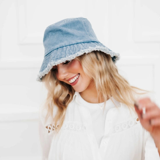Distressed Edge Bucket Hat - Greige Goods