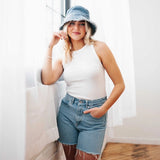 Distressed Edge Bucket Hat - Greige Goods