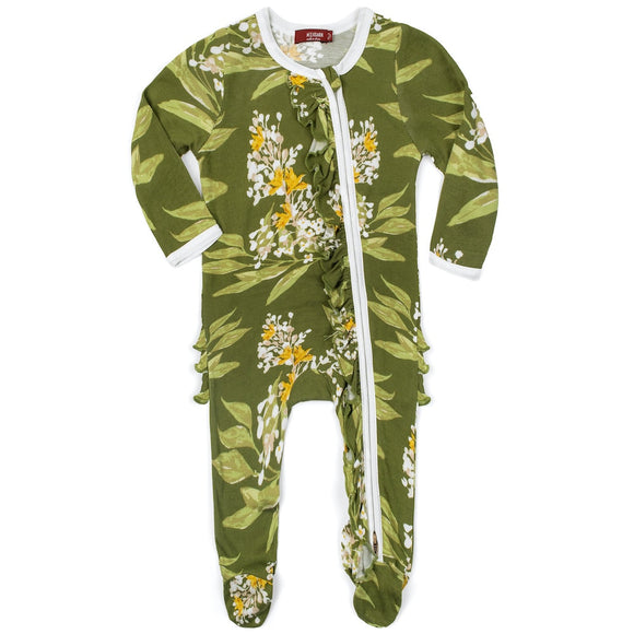 Zip Ruffle Footed Romper - Greige Goods
