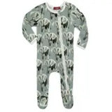 O Zip Footed Romper - Greige Goods