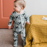 Zip Ruffle Footed Romper - Greige Goods