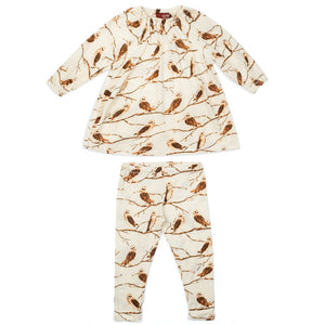 Owl Bamboo Dress & Legging Set - Greige Goods