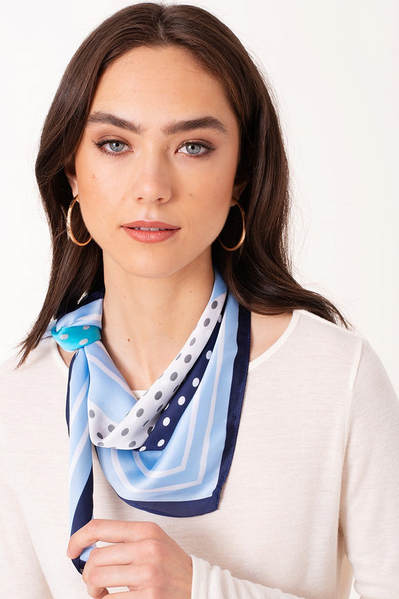 Polka Dot Print Square Scarf - Greige Goods