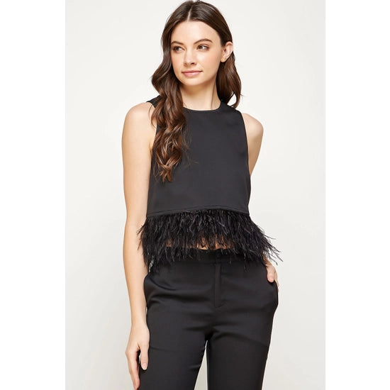 Feather Trim Tank - Greige Goods