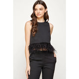 Feather Trim Tank - Greige Goods