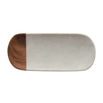 Marble & Acacia Wood Oval Board - Greige Goods