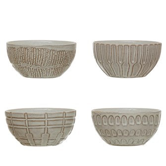 Embossed Stoneware Bowl - Greige Goods