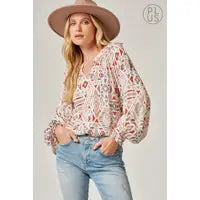 Trendy Print Top - Greige Goods