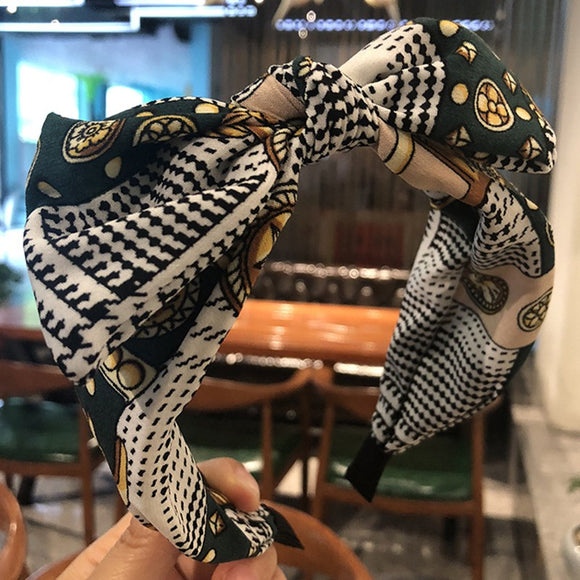 Pattern Printed Ribbon Hair Band - Greige Goods