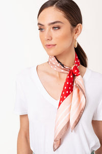 Polka Dot Print Square Scarf - Greige Goods