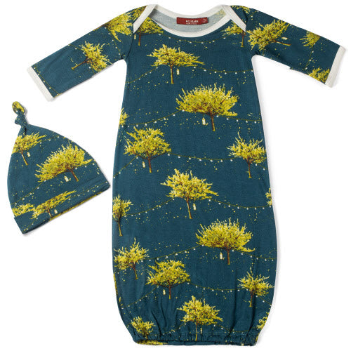 B Baby Gown/Hat Set - Greige Goods